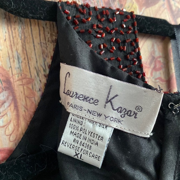 VINTAGE LAURENCE KAZAR DESIGNER SILK BEADED HIGH NECK TOP SLEEVELESS BLOUSE XL - Picture 6 of 15